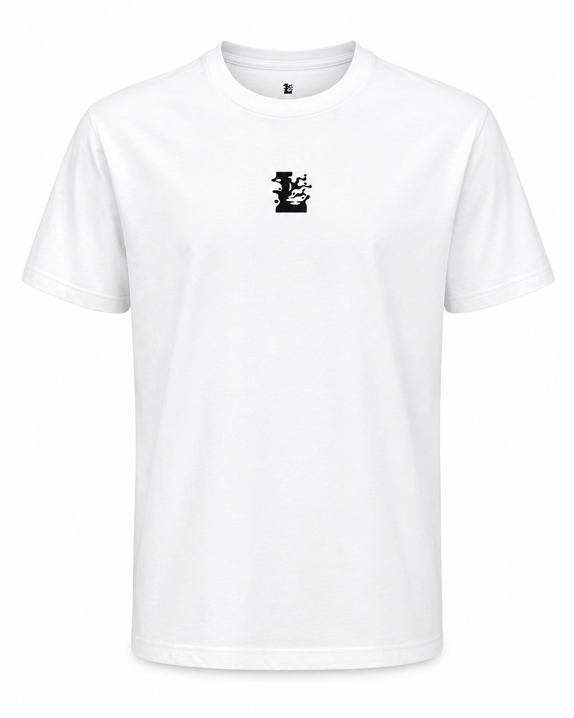 Wit LONEPRAYERS Icoon T-shirt met minimalistisch zwart logo op de borst en subtiel merkdetail in de nek.